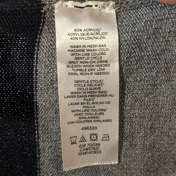 LOFT Striped Pattern Poncho Wrap Gray Navy Women's Size OS NWT! - Picture 6 of 6